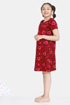 Zivame Girls Knit Poly Knee Length Nightdress - Sundried Tomato — thumbnail 2